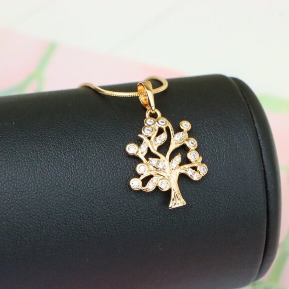 "Tree of Life Rose Gold Pendant with Sparkling Stones, XPPT1217 - Picture 10 of 13